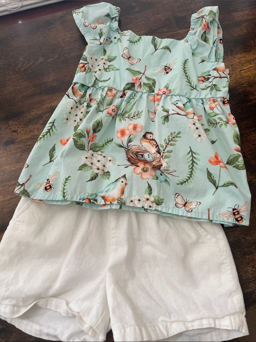 Gymboree Mint Floral & White Two-Piece Matching Set